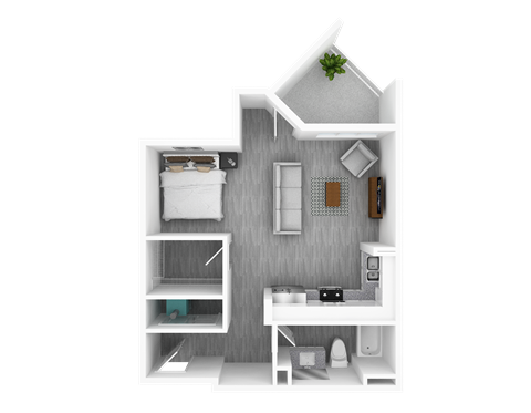 Studio, 689 sq ft, Locust Floorplan at The Whit in Indianapolis, IN 46204